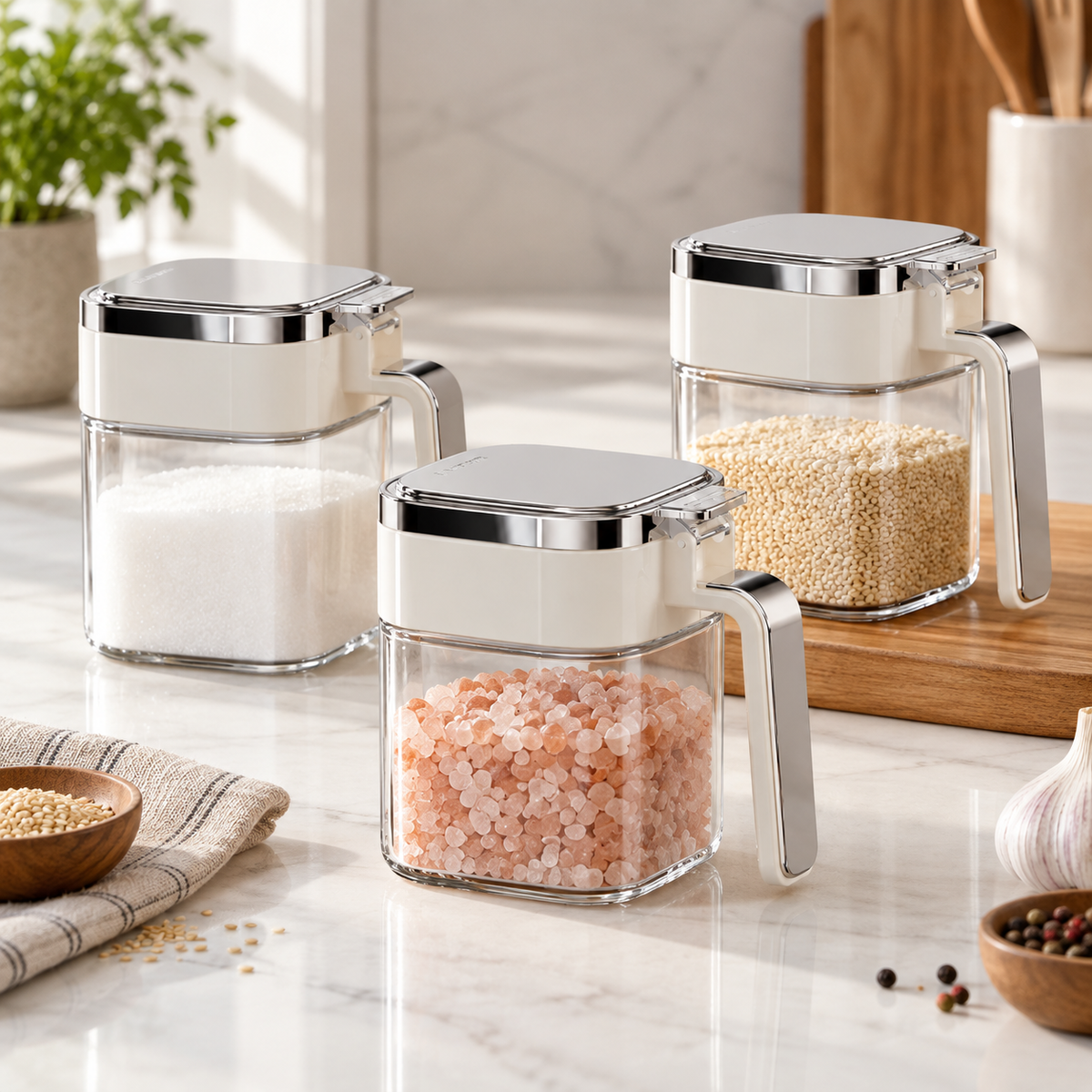🧂 Spice Storage | Clear Plastic Kitchen | Cooks | Airtight Design