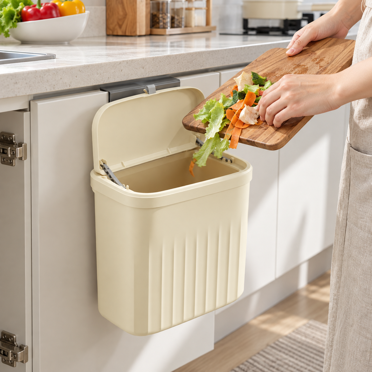 🗑️ Trash Bin | Durable Plastic | Kitchen | Homeowners | Wall-Mounted Convenience