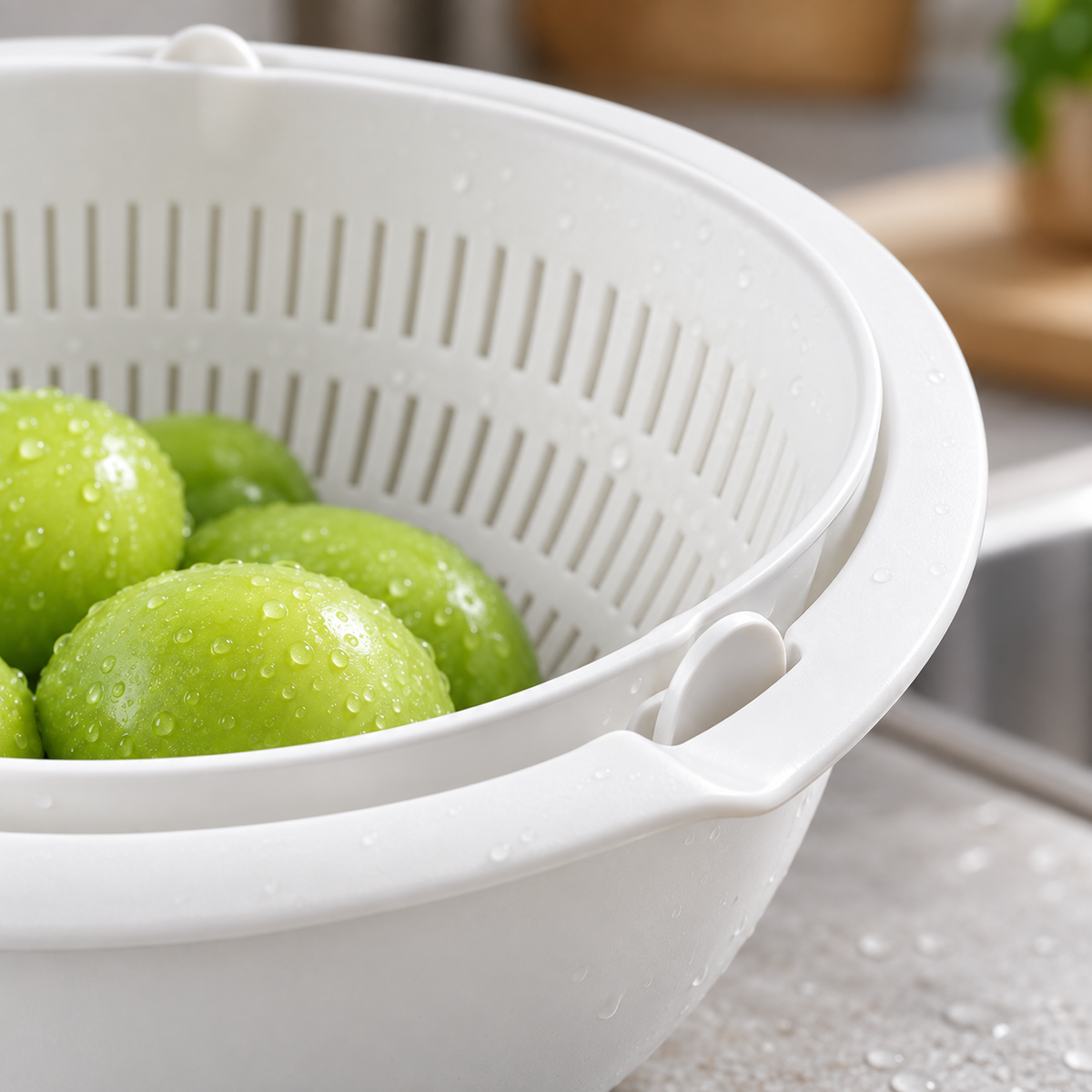 🥗 Drain Basket | Plastic | Kitchen | Home Cooks | Rotating Strainer