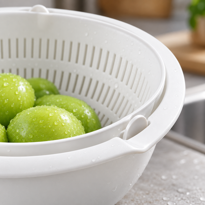 🥗 Drain Basket | Plastic | Kitchen | Home Cooks | Rotating Strainer