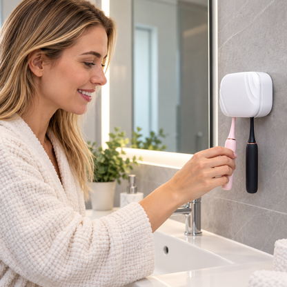🪥 Toothbrush Sanitizer | ABS Bathroom Storage | Families | UV-Care Design