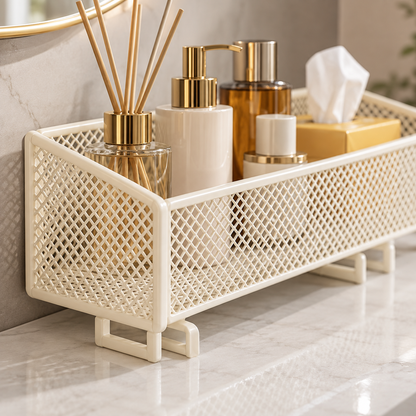 🧴 Bathroom Organizer | Metal Mesh | Vanity | Homeowners | Elevated Storage