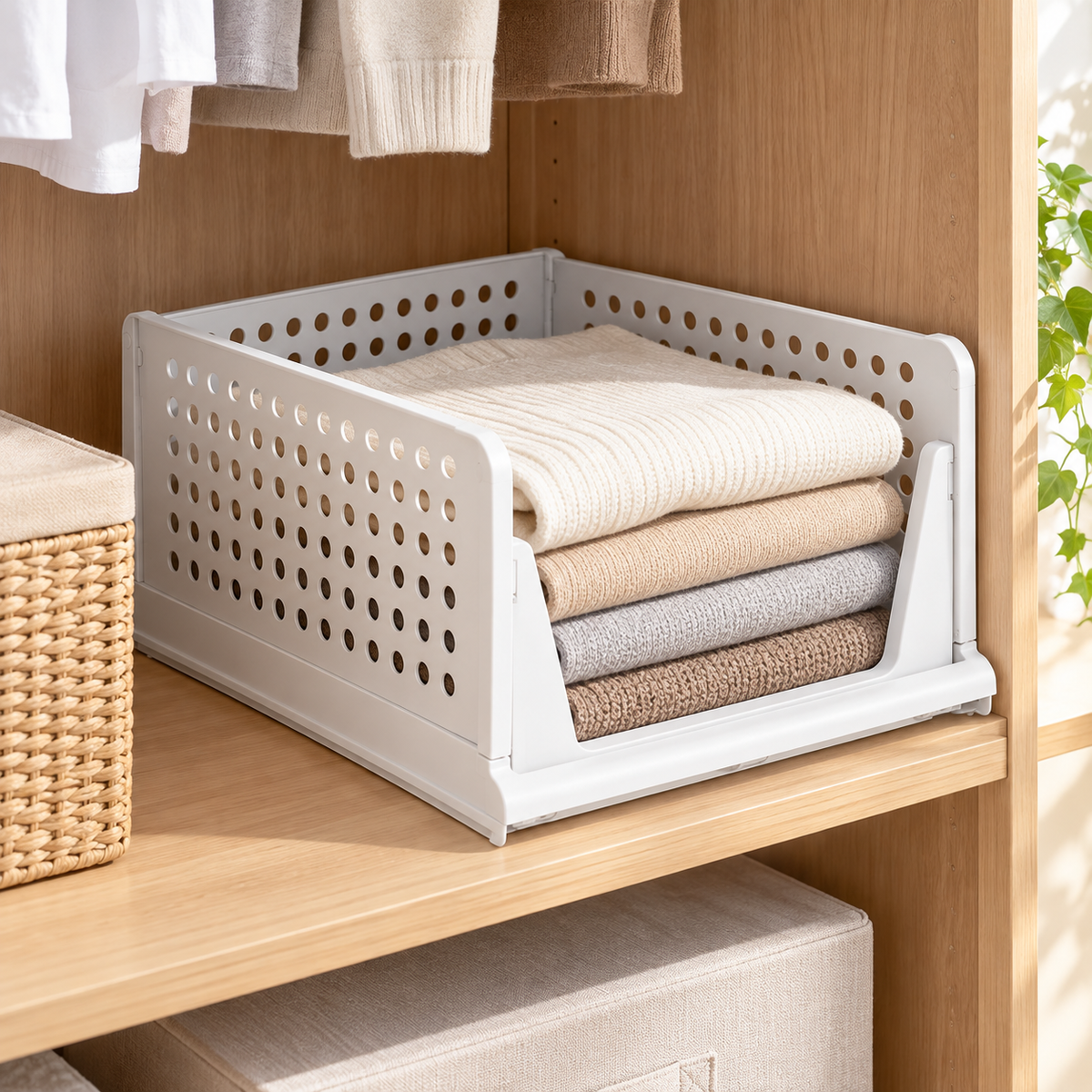 👚 Closet Organizer | Durable Plastic | Wardrobe | Homeowners | Stackable Storage