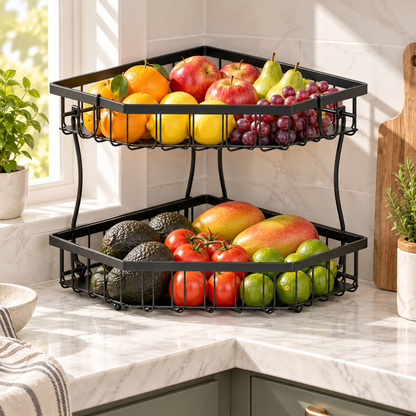 🍎 Fruit Basket | Metal Kitchen | Home Cooks | Two-Tier Storage