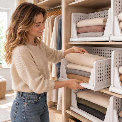 👚 Closet Organizer | Durable Plastic | Wardrobe | Homeowners | Stackable Storage