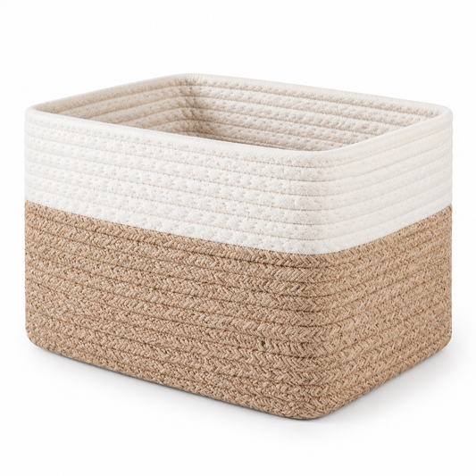 🧺 Storage Basket | Cotton Rope | Closet | Homeowners | Two-Tone Weave