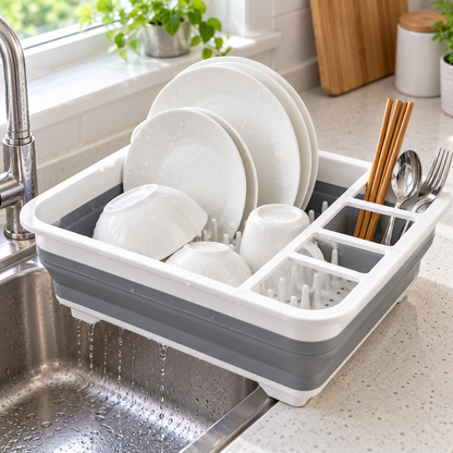 🍽️ Dish Drying Rack | Plastic | Kitchen | Families | Collapsible Storage