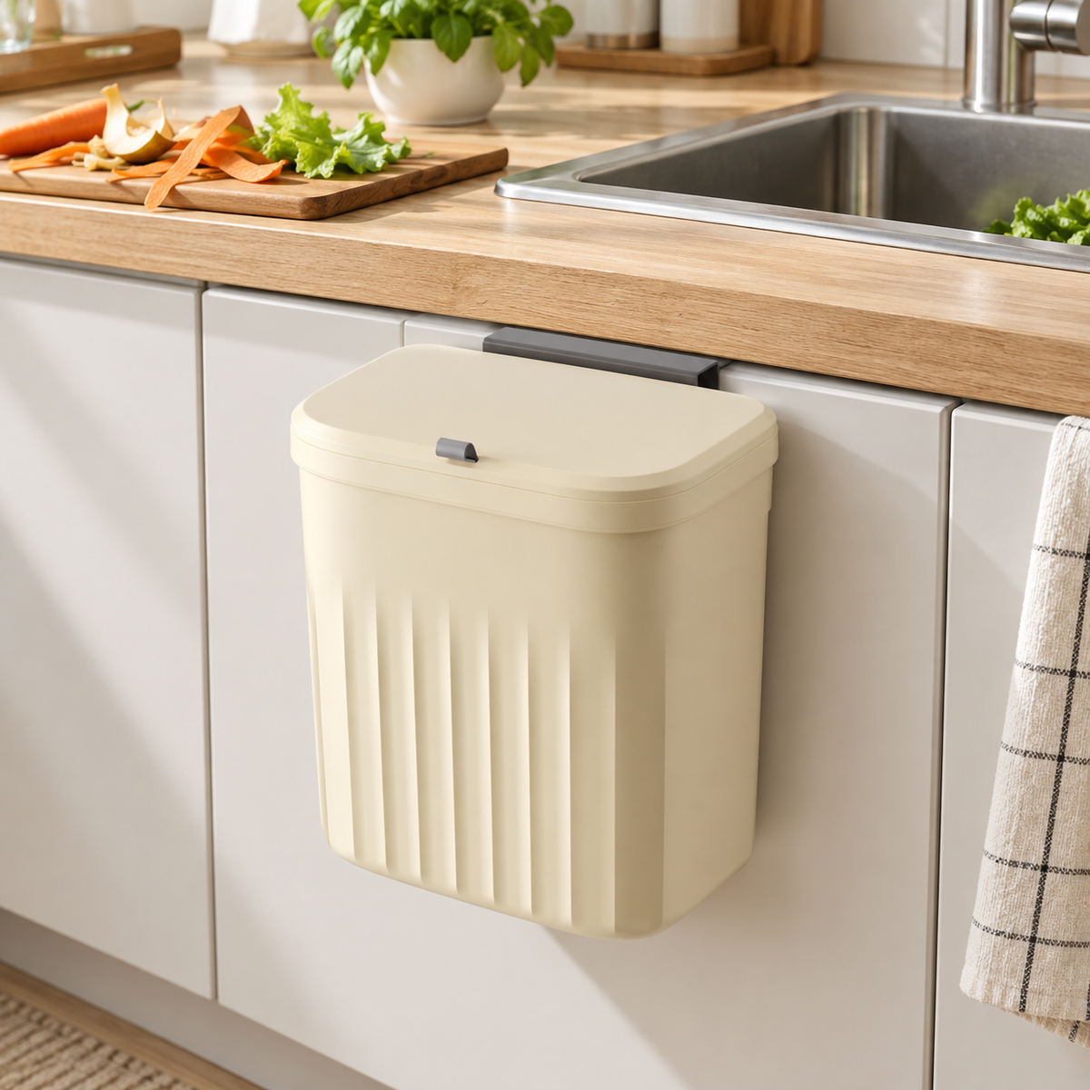 🗑️ Trash Bin | Durable Plastic | Kitchen | Homeowners | Wall-Mounted Convenience