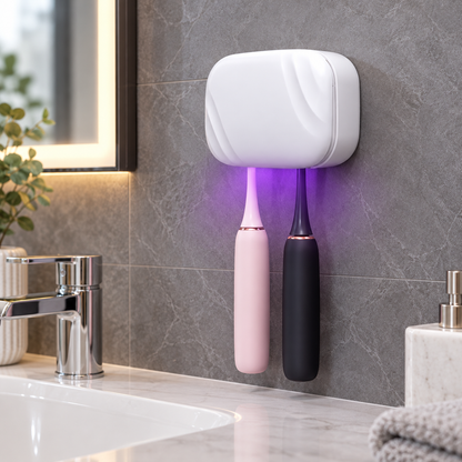 🪥 Toothbrush Sanitizer | ABS Bathroom Storage | Families | UV-Care Design