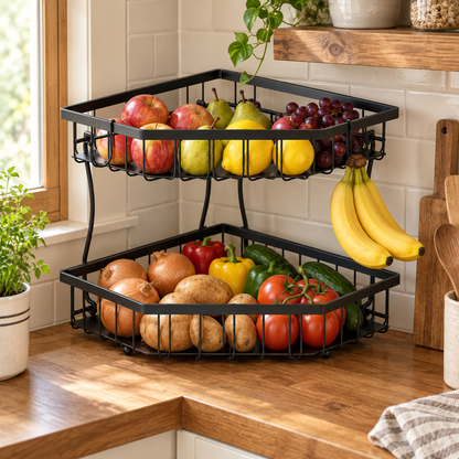 🍎 Fruit Basket | Metal Kitchen | Home Cooks | Two-Tier Storage