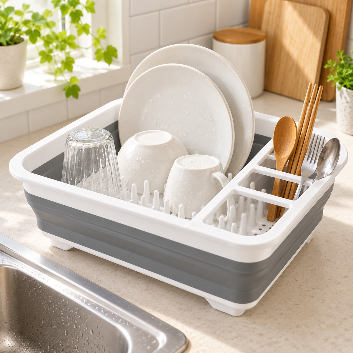 🍽️ Dish Drying Rack | Plastic | Kitchen | Families | Collapsible Storage