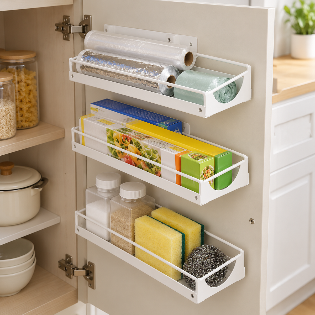 🧺 Cabinet Organizer | Carbon Steel Kitchen | Homeowners | Slim Storage