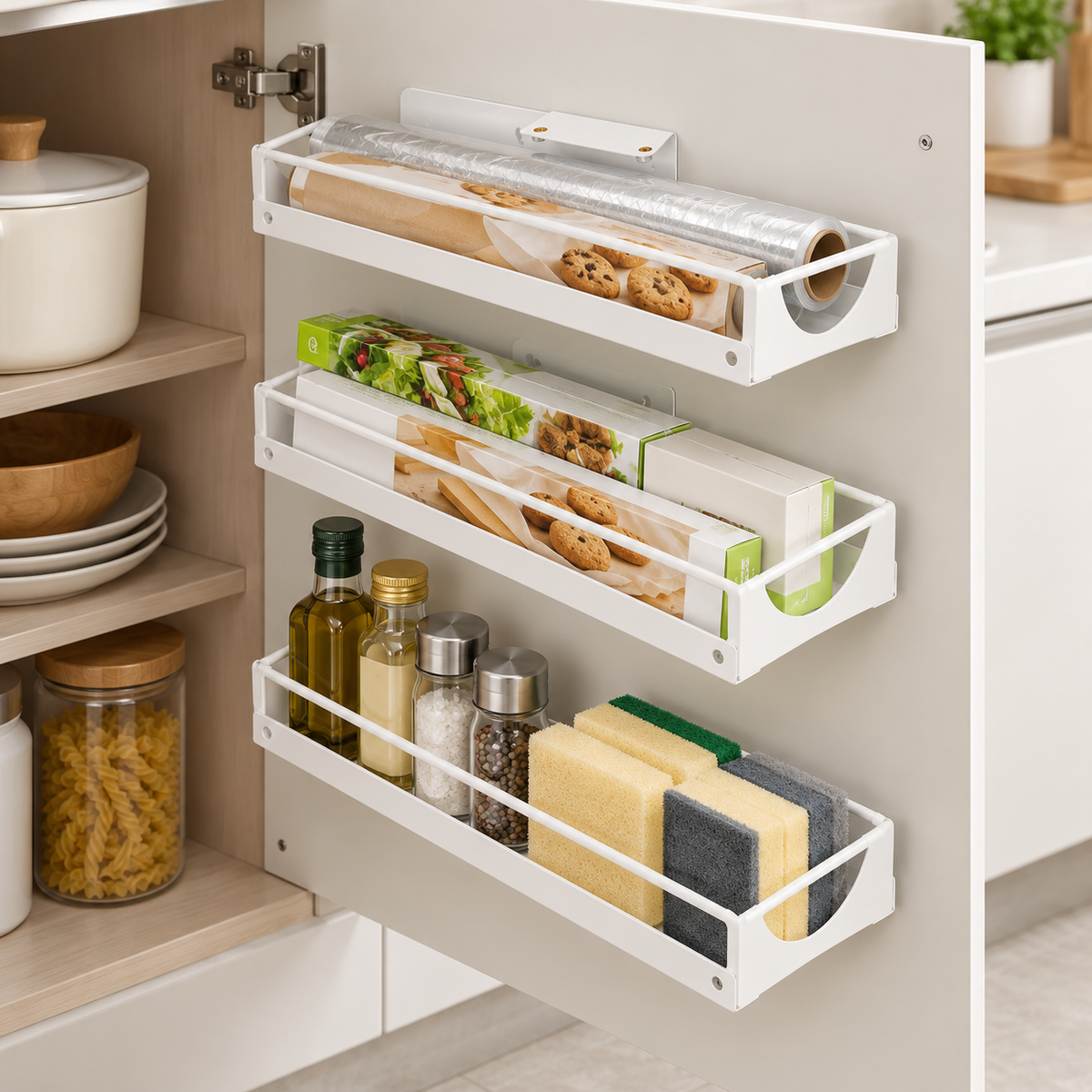 🧺 Cabinet Organizer | Carbon Steel Kitchen | Homeowners | Slim Storage