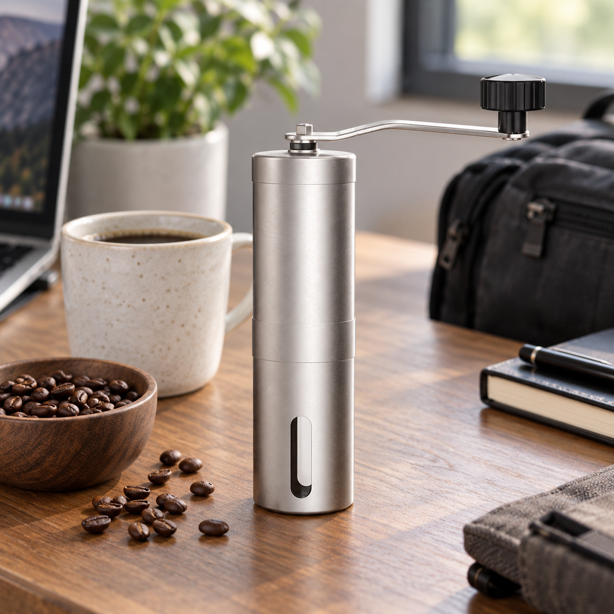 ☕ Coffee Grinder | Stainless Steel | Travel | Coffee Lovers | Sleek Crank