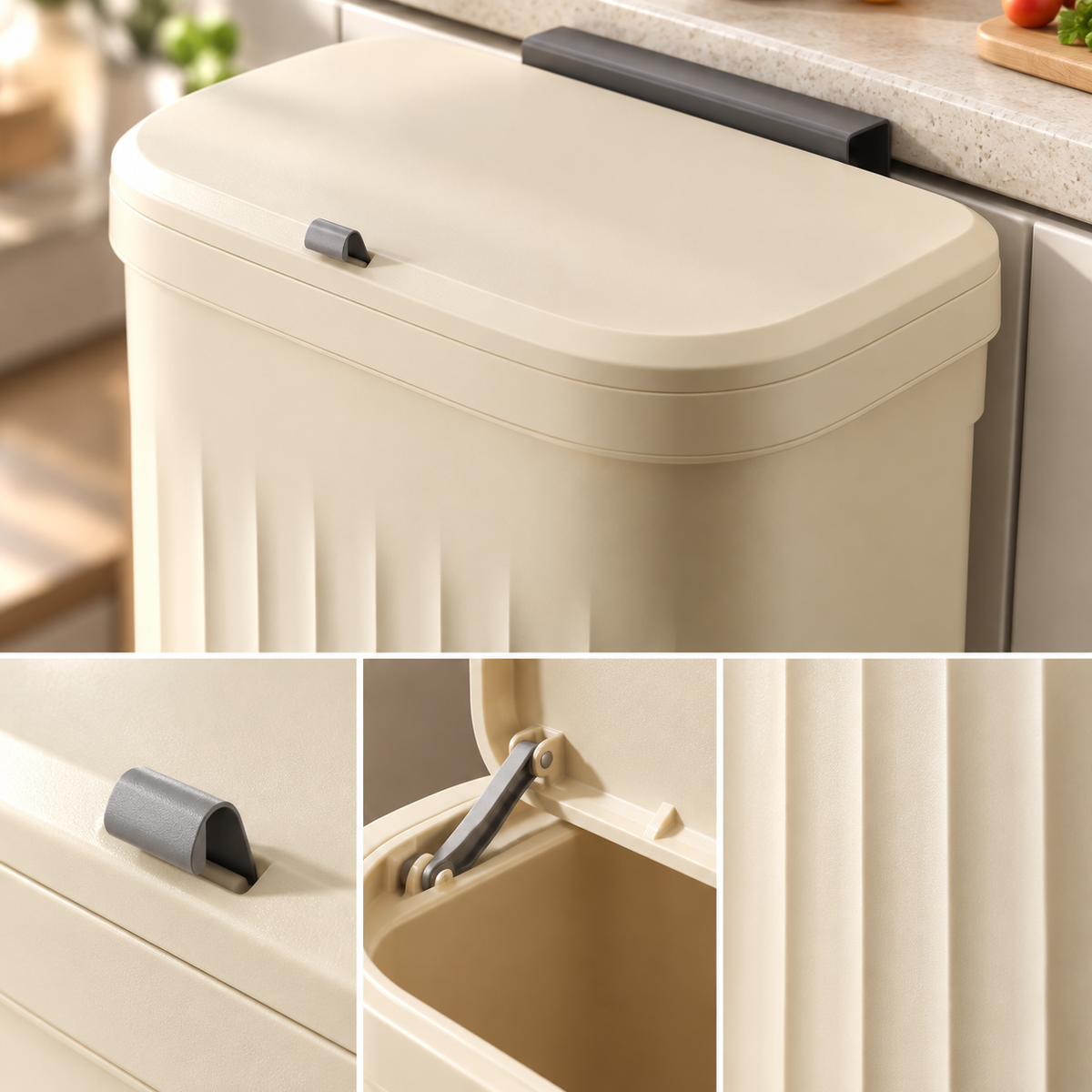 🗑️ Trash Bin | Durable Plastic | Kitchen | Homeowners | Wall-Mounted Convenience