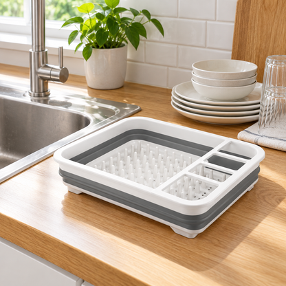 🍽️ Dish Drying Rack | Plastic | Kitchen | Families | Collapsible Storage