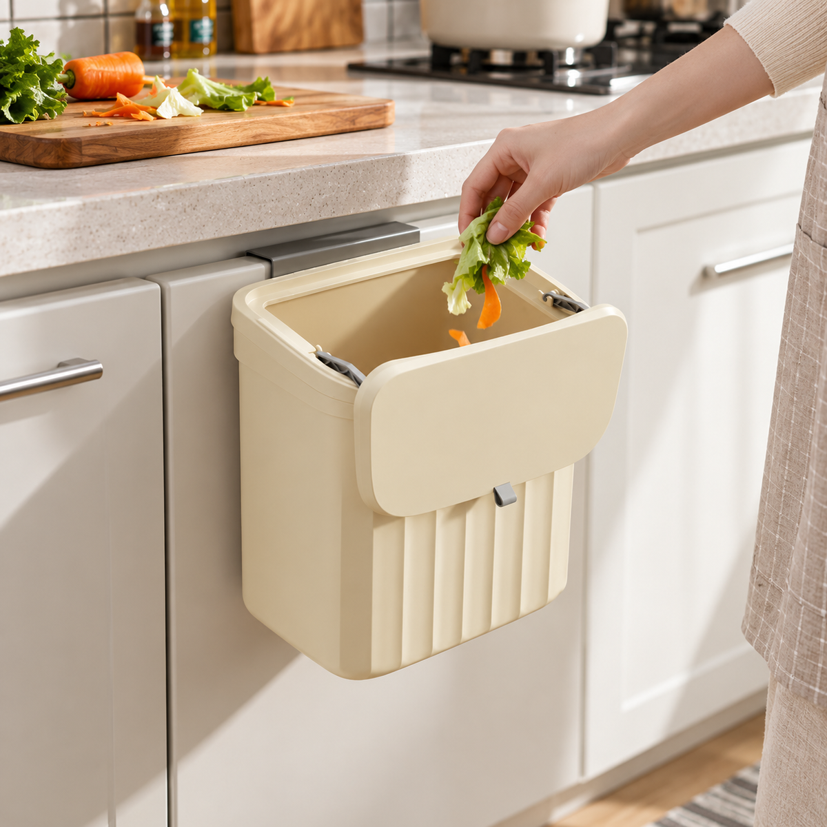 🗑️ Trash Bin | Durable Plastic | Kitchen | Homeowners | Wall-Mounted Convenience