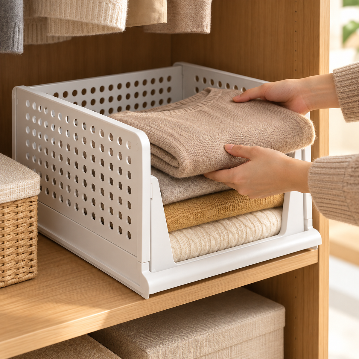 👚 Closet Organizer | Durable Plastic | Wardrobe | Homeowners | Stackable Storage