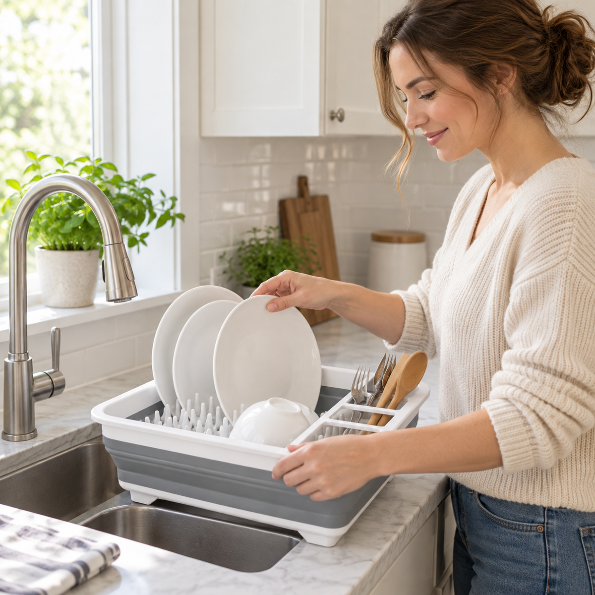 🍽️ Dish Drying Rack | Plastic | Kitchen | Families | Collapsible Storage